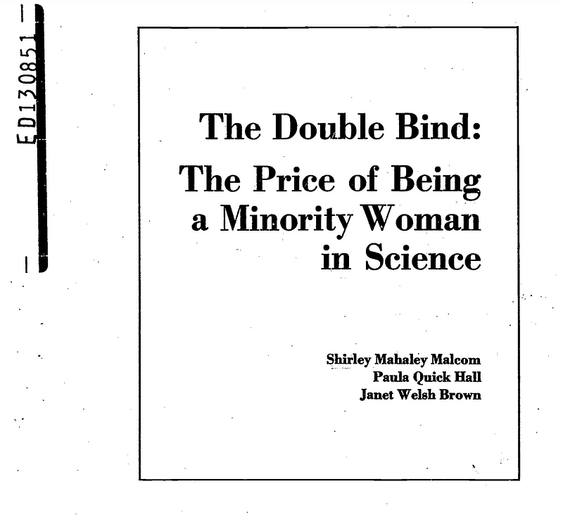 An image of the Double Bind cover page with the report name and authors identified.